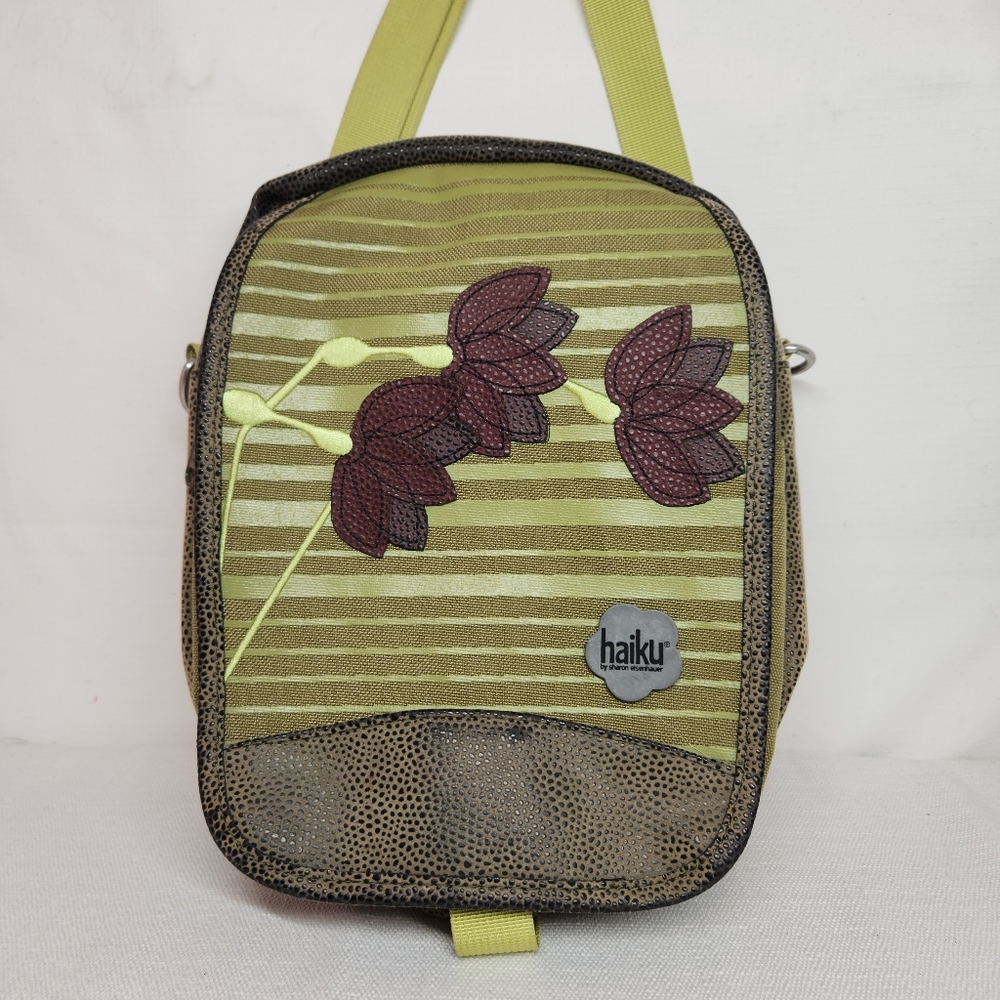 Haiku Sharon Eisenhauer Green Brown Travel Crossbody Bag Purse